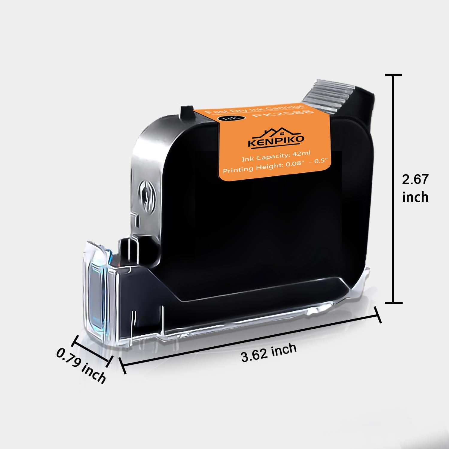 KENPIKO PK2588 0.5 Inch Black Quick-Drying Ink Cartridge - product image 2
