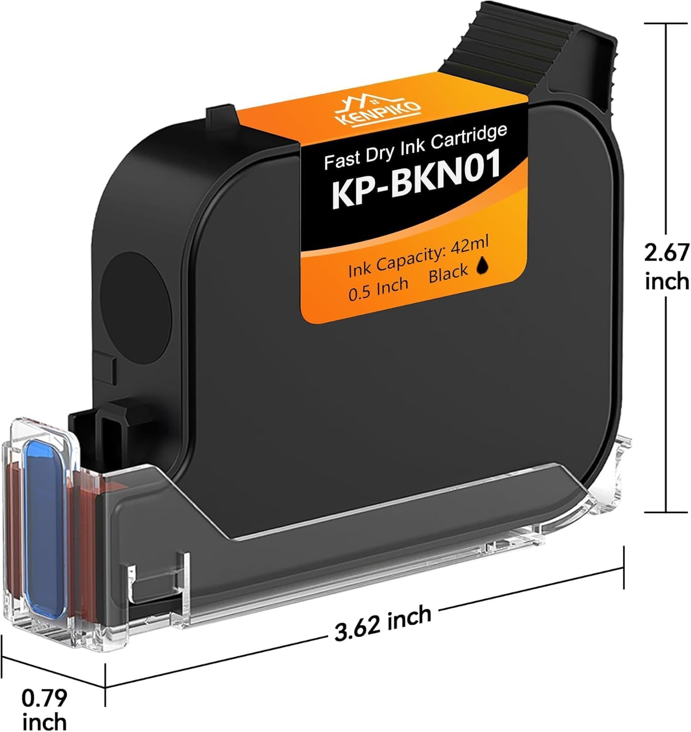 KENPIKO KP-BKN01 0.5 Inch Black Quick-Drying Ink Cartridge - product image 4