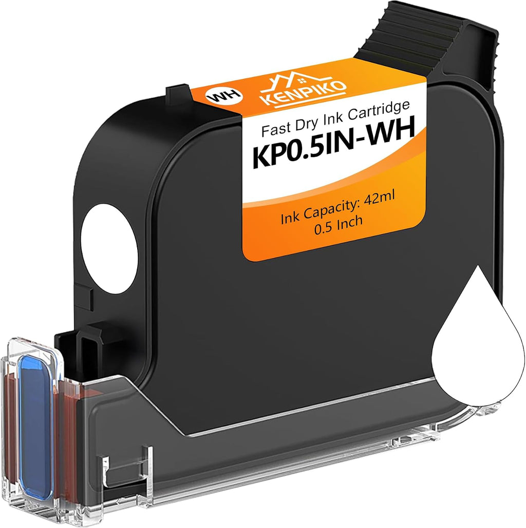KENPIKO 0.5 Inch White Quick-Drying Ink Cartridge - product image 1